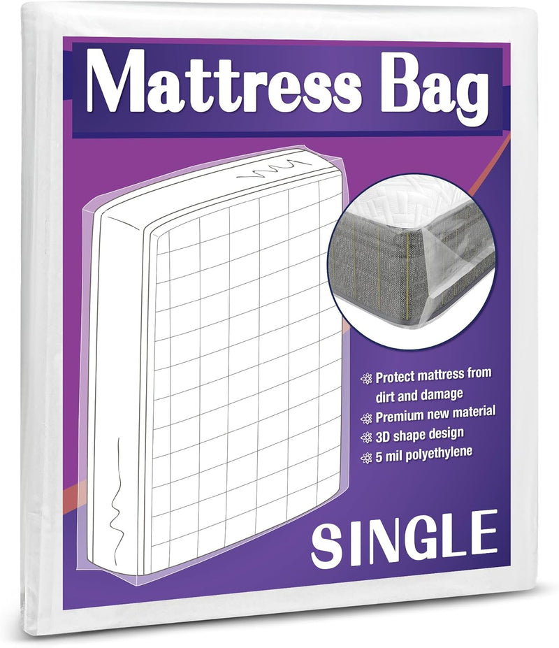 Mattress Bag for Moving and Storage, 5 Mil Heavy Duty Bed Mattress Cover, Mattress Protector Super Thick and Tear Resistant