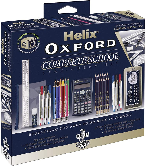 Helix Oxford Back-to-School Stationery Set – Math, Pens, Ruler, Calculator (Ideal for Students)