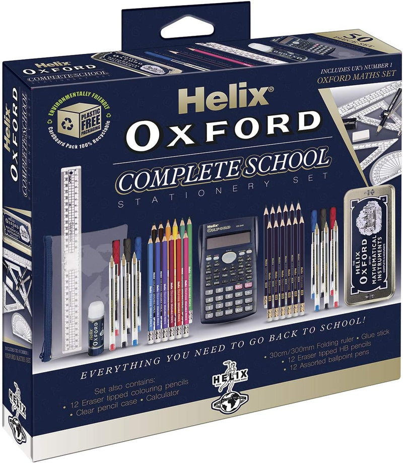 Helix Oxford Back-to-School Stationery Set – Math, Pens, Ruler, Calculator (Ideal for Students)