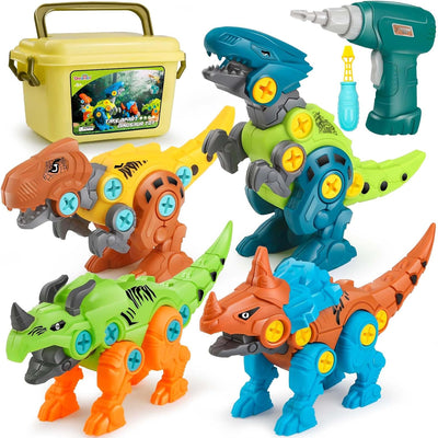 Dreamon Take Apart Dinosaur Toys for Kids with Storage Box Electric Drill DIY Construction Build Set
