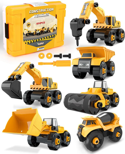 Vanplay Take-Apart Construction Vehicles Excavators Truck Toy with Storage Box