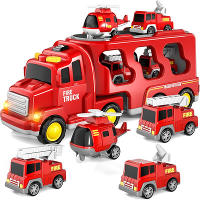 Todder Truck Toys, 5 in 1 Fire Engine Trucks for Toddlers 1 2 3 Boys & Girls