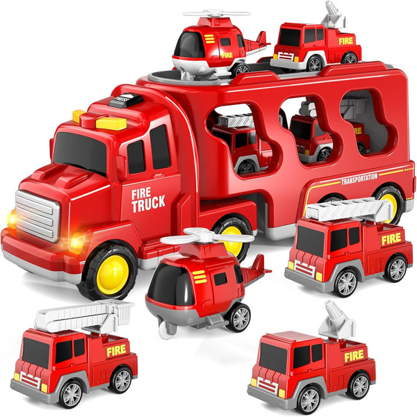 Todder Truck Toys, 5 in 1 Fire Engine Trucks for Toddlers 1 2 3 Boys & Girls