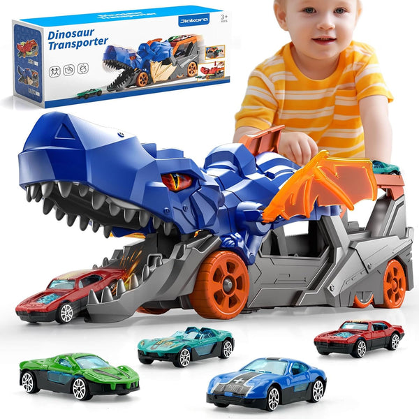 Dinosaur Truck Car Toys for Kids Toddlers, Transport Truck with 4 Mini Cars