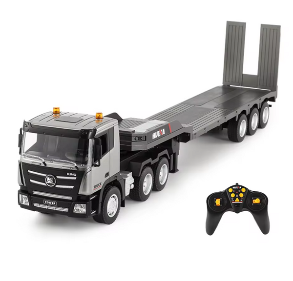 1:24 RC Flat Truck Toy 1318 2.4G Remote Control Car Construction Trailer 9 Channels Alloy Engineer Vehicle Toy for Kids Gift