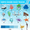 Track Toys Shark Race Car Toy for Boys Girls Age 3+ Bendable Flexible Racetrack Cars Ocean Train Toy STEM Educate Kid Set