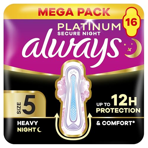 Always Platinum Secure Night Extra (Size 5) Sanitary Towels with Wings 16 Pads | Next Day Delivery