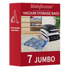 Vacuum Storage Bags 7 Jumbo, Space Saver Sealer Bags, Airtight Compression Bags for Clothes, Pillows, Comforters, Blankets, Bedding